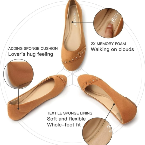 NWT MUSSHOE Round Toe Comfortable Slip On Women Flats - Picture 3 of 11